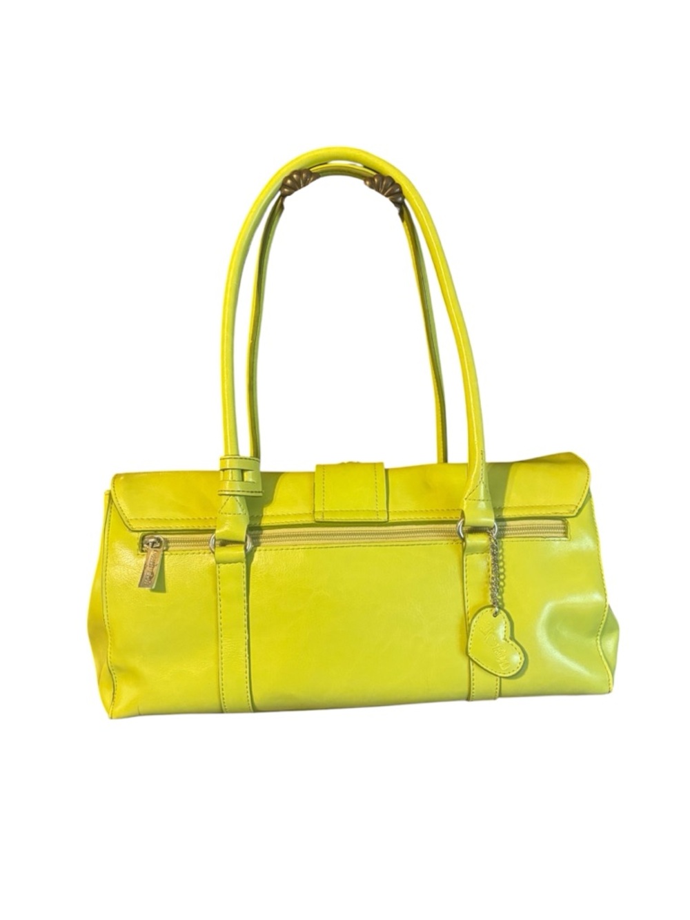 Chartreuse Rina Rich Faux Leather Shoulder Bag 💚 Y2K - Picture 2 of 14